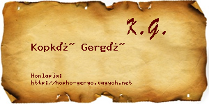Kopkó Gergő névjegykártya